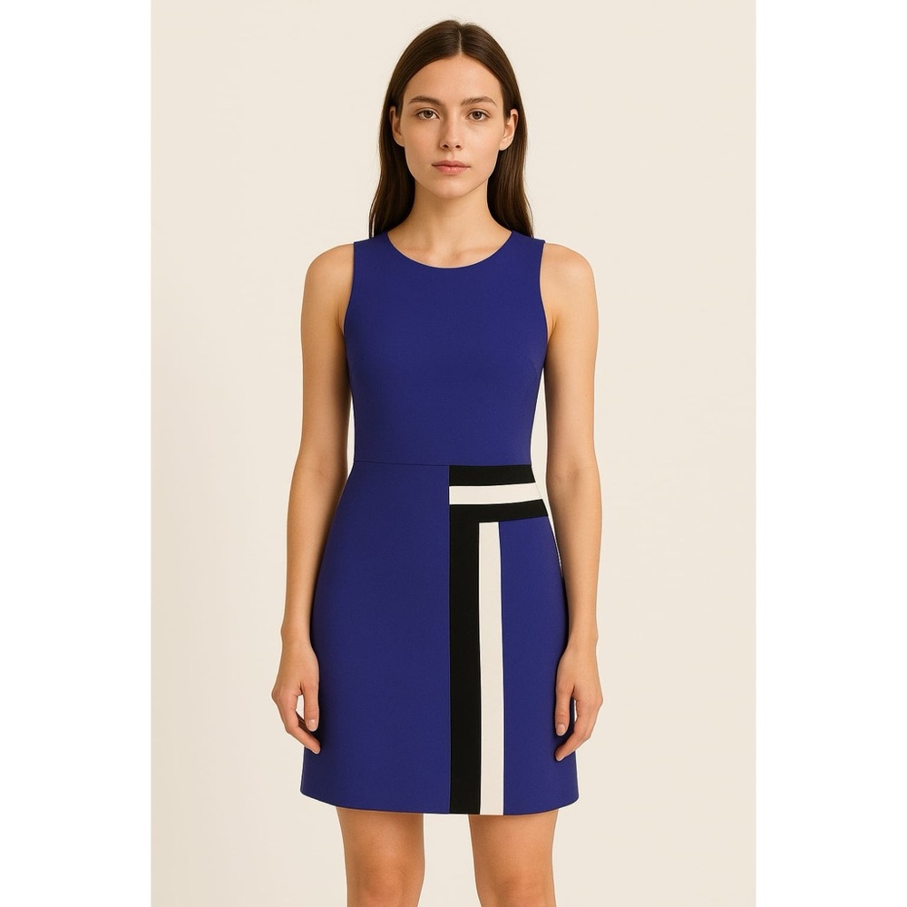 i Blues Max Mara Dress Women 4 Small Purple Wool Blend Midi Sleeveless Geometric